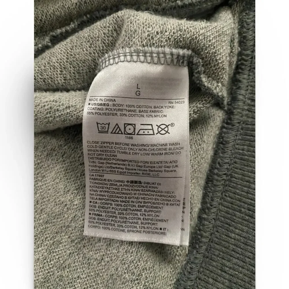 Banana Republic Men's Jacket Large Gray Cotton Full Zip Up Collar Neck Pockets